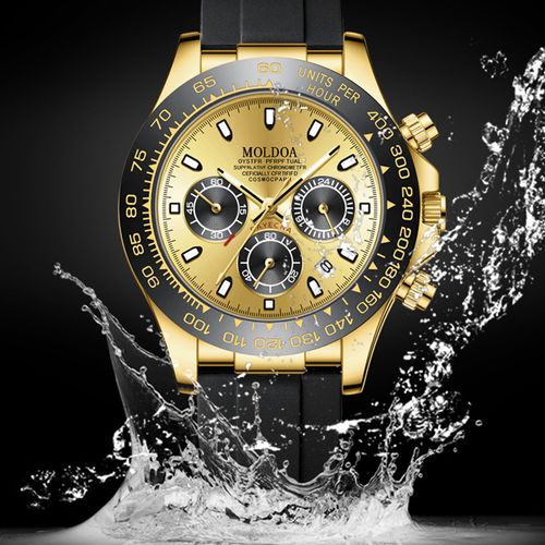 Luxury Business Fashion Casual Black gold luminous waterproof men's watch