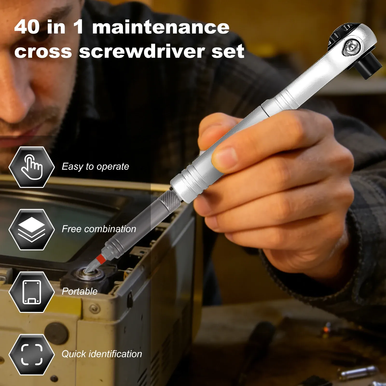 Multi-purpose Ratchet Wrench Screwdriver Set Magnetic Bits Tools Set DIY Household Computer Car Bike Precision Hand Repair Tool