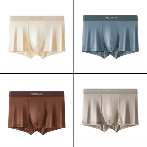 4 PIECES Men's Ice Silk Boxers – Ultimate Comfort & Everyday Elegance