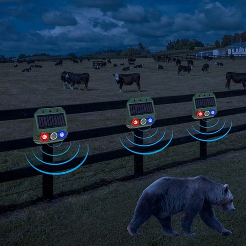 Solar Powered Animal Repeller – Ultrasonic + flashing light. Weatherproof . Keep pests away naturally