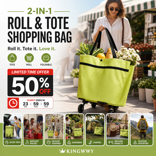 2pcs 2-in-1 Foldable Shopping Cart