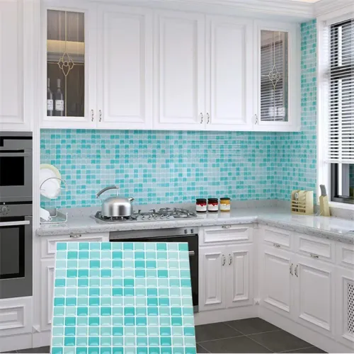 5pcs 3D Design Mosaic Tile Sticker DIY Self-adhesive Peel and Stick Backsplash Multifunction Waterproof Oil-proof Tile Sticker