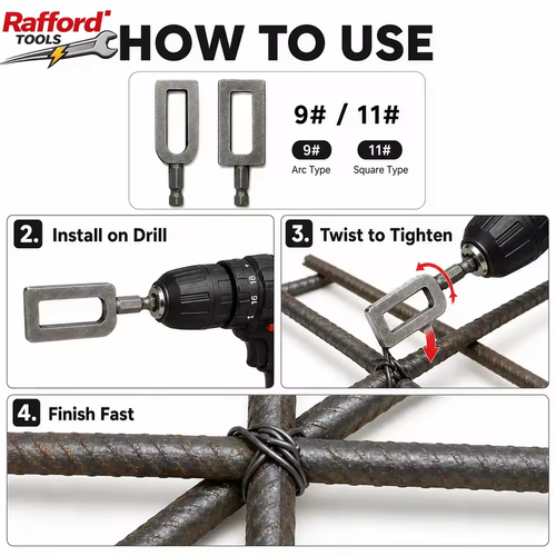Hex Shank Wire Twister Drill Attachment 9+11 Rebar Tie Wire Winder Tool for Fence Repair Construction Tool