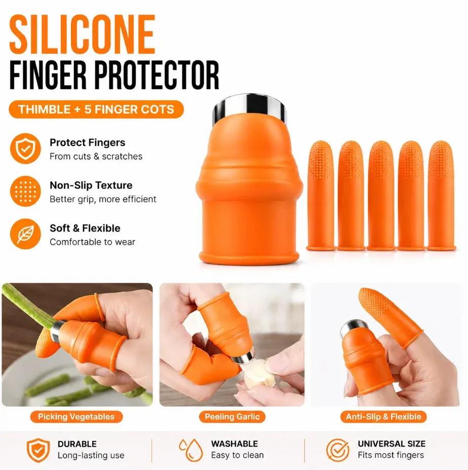 12Pcs-2Set Silicone Thumb Knife Finger Protector Vegetable Harvesting Knife Plant Blade Scissors Cutting Rings Garden Supplies