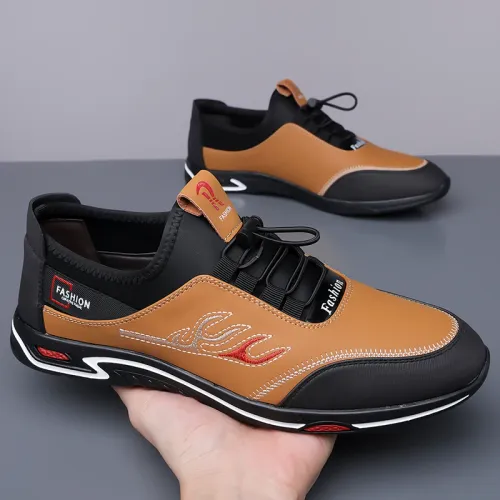 Men Casual Outdoor Shoes Leather Mens Business Shoes Comfy Antiskid Loafers Mens Slip on Walking Flats Shoes Men footwear