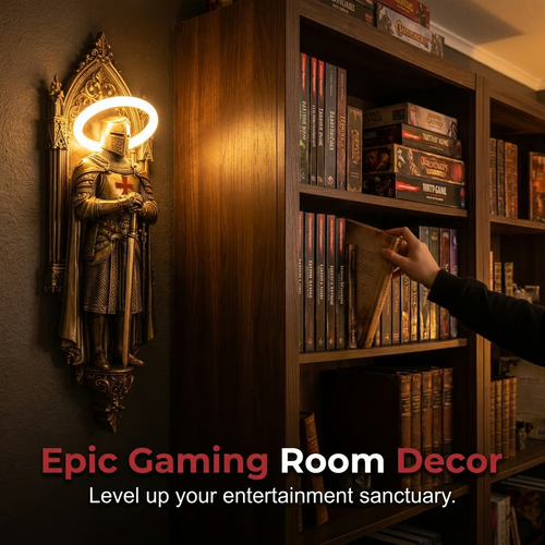 🙏 Guardian of God Wall Lamp – Medieval Knight Sconce with Warm Holy Glow | Protect Your Home in Style | Limited Offer!​ 🕯️