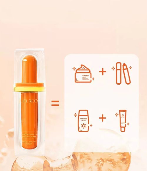 Five-in-one Vitamin C tinted moisturizer: Conceals imperfections, provides sun protection, brightens skin tone, and acts as a makeup base for a natural, non-cakey look.