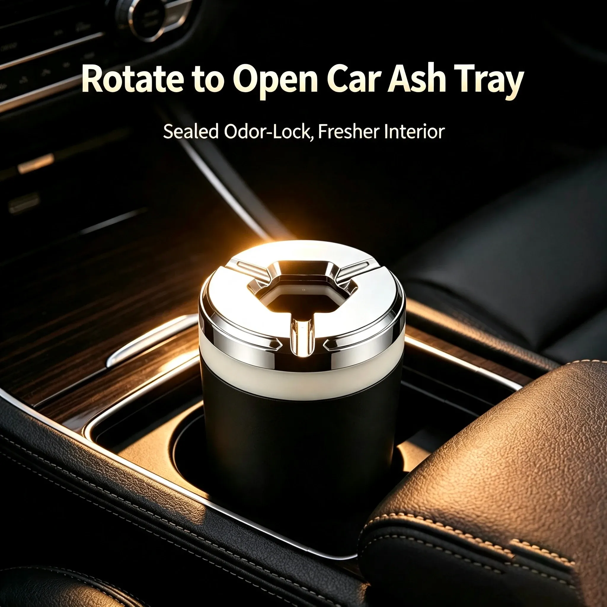 2PCS 2026 New Car Ashtray Anti Ash Flying Sealed Rotating Car Ash Tray Dustproof Interior Accessories