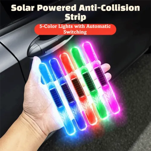 Solar Powered Solar LED Strobe Flash Light Colorful Dynamic Self-adhesive Car Anti-collision Warning Light Smart RGB