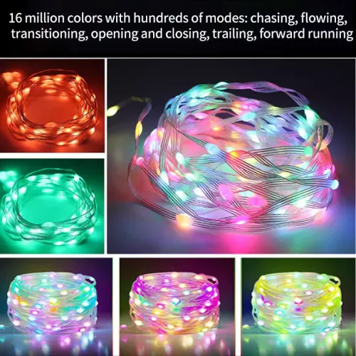 1PC 5M 10M LED RGB LED String DIY Smart IC APP Remote Fairy Lights