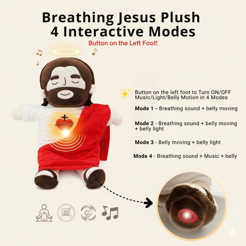 Calming Jesus Plush™ – Plush that Breathes & Plays Music | Christian Gift