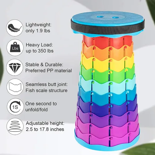 Thickened Travel Outdoor Rainbow Retractable Folding Stool