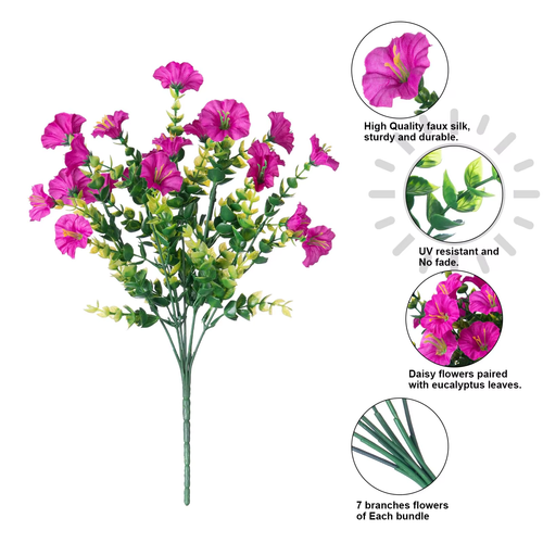 6pcs Artificial Flowers for Outdoors Decoration Silk Faux Flowers Uv Resistant Fake Plants for Garden Balcony Yard Porch Home Decor