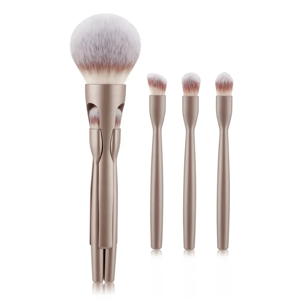 4Pcs 4 in-1 Makeup Brush Set Magnetic Suction Powder Blusher Brush Travel Makeup Brushes Soft Concealer Brush