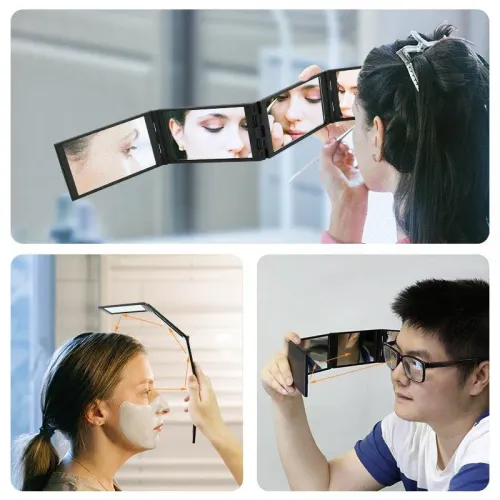 New Multi Angle 4 Face Foldable Mirror Desktop Makeup Compact Glass Folding Tiny Mirror Portable DIY Four Sided Beauty Mirror