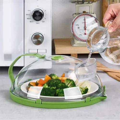 Microwave Food Cover Clear Microwave Splash Guard with Steamer and Handle Kitchen Gadgets