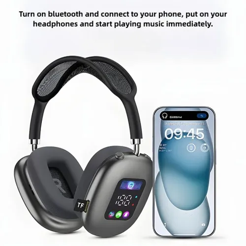 Play Music Without Wi-Fi-Wireless Over-Ear Headphones with Color Screen