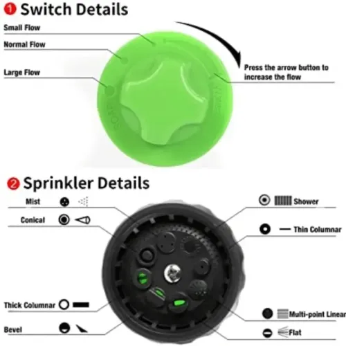 8 in 1 pressure hose nozzle foam spray gun garden watering animals bathing car washing tools