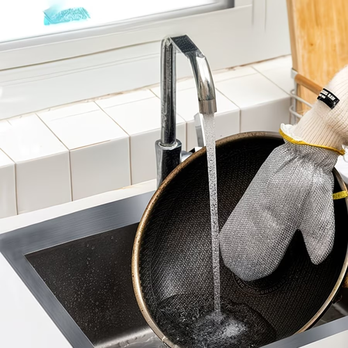 2pcs Stainless Steel Wire Dishwashing Gloves - Durable, Reusable Kitchen Cleaning Gloves