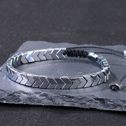 Braided Macrame Hematite Bracelets Arrowhead Healing Balance Bracelet Meditation Grounding Calming Spiritual Protection Bracelet