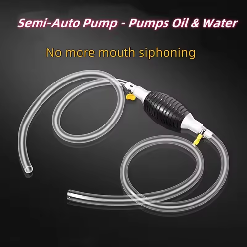2pc portable siphon pump  manual fluid transfer pump (includes one hose,one pump,two clamps,one flow control valve)