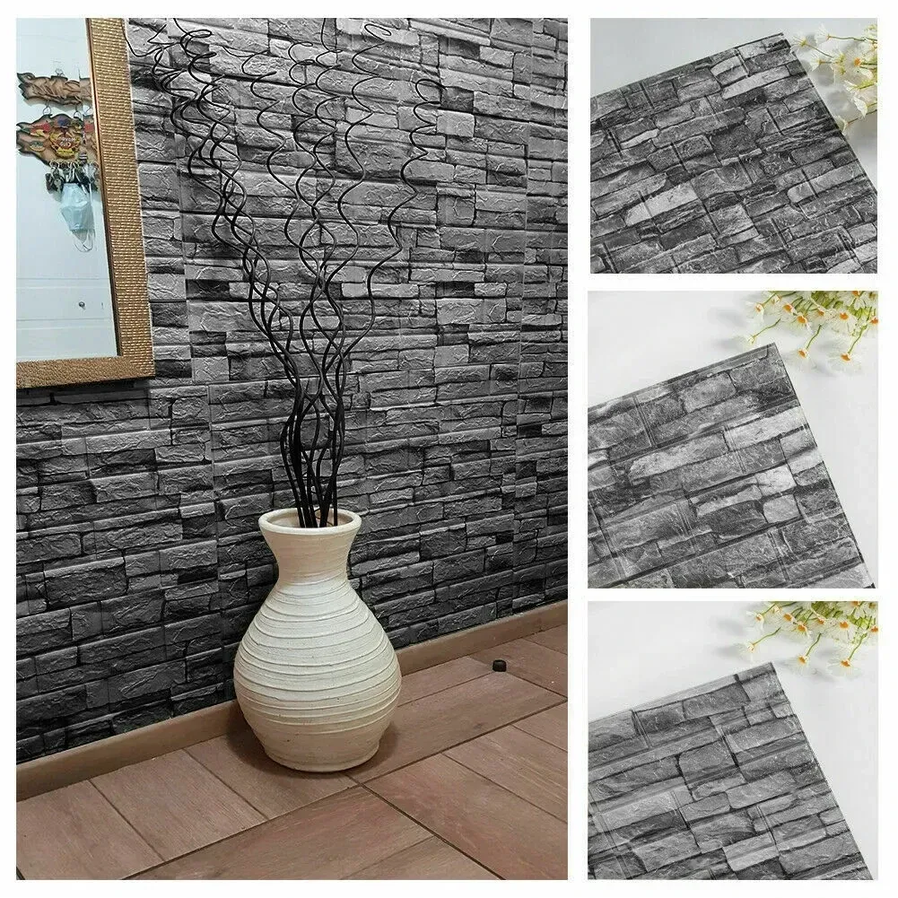4PCS Foam Panel Tile Brick Wall Sticker D Effect Foam Panel Soft Soft Foam Decoration Visually Stunning Feature Wall