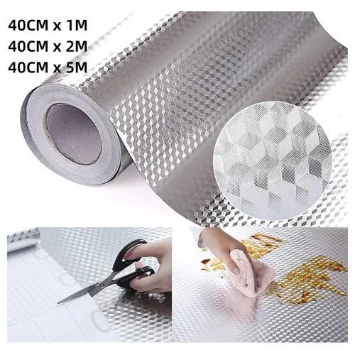 Kitchen wall stickers self-adhesive aluminum foil anti-oil wall stickers suitable for countertops drawers cabinets shelves line