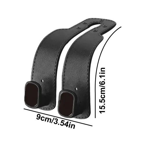 2pcs Car Seat Headrest Hooks 2 In 1 Soft Leather Car Seat Back Hook For Purse & Bag Backpack Double Hook Car Seat Hanger Accessories