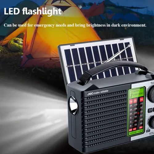 Portable Full-Frequency Radio Wireless Bluetooth Music Player with Powerful LED Light and Rechargeable Battery