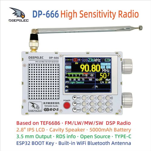 Touch screen TEF6686 radio full band FM high sensitivity AM FM shortwave