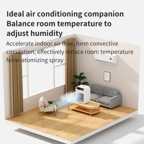 USB Rechargeable Mini Air Conditioner Fan Portable Cooling Fan with 1800mAh Battery Air Circulator Humidifier - for Home Office