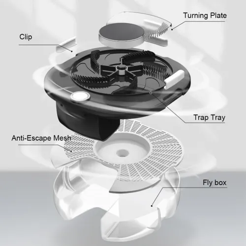 Smart Electric Fly Catcher USB Charging, Noiseless Operation, Includes 5 Attractants for Flies Mosquitoes
