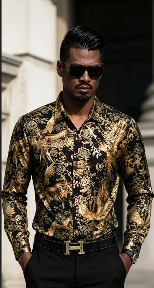 2026 Fashion Vintage Men's Short Sleeve Print Shirt Summer Ice Silk Loose Casual Non-ironing Shirt Trend Versatile  Blouse