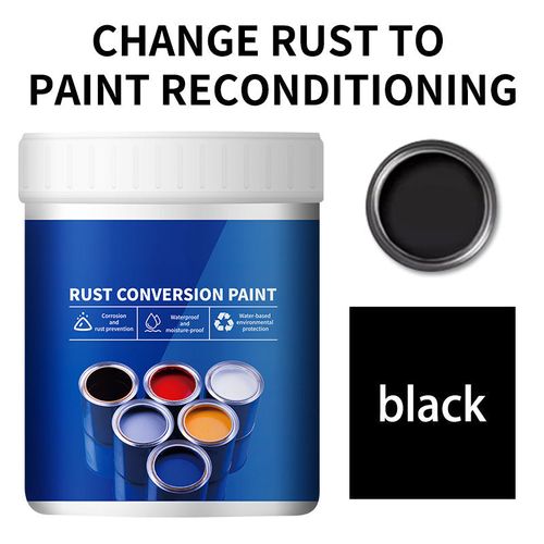 Weatherproof rust-converting paint for metal