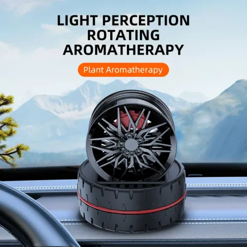 1Pcs Solar Car Air Freshener Wheel Hub Design Perfume Diffuser Decoration Vehicle Wheel Rotating Air Freshener Vehicle Air Fresheners