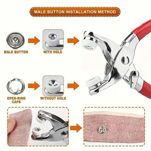🧵 Sewing Kit with 100pcs Metal Buttons – Manual Pliers Tool Included