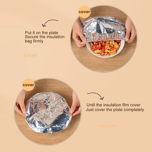 10Pcs  Repeatable Aluminum Foil Film Heat Insulation Covers Keep Warm Kitchen Food Covers for Bowls Dishes Storage Picnic