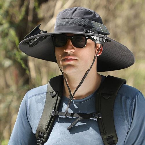 Solar-Powered Double Fan Sun Hat – Wide Brim Outdoor UV Protection Fishing Cap