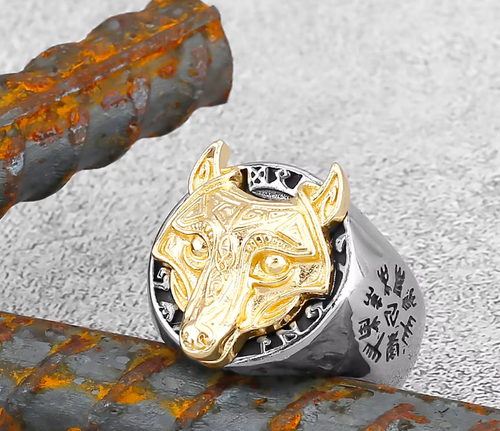 New Design Creative Retro Viking Wolf Animal Ring Nordic Men's Fashion Amulet Jewelry Ring Male and Female Friends As A Gift