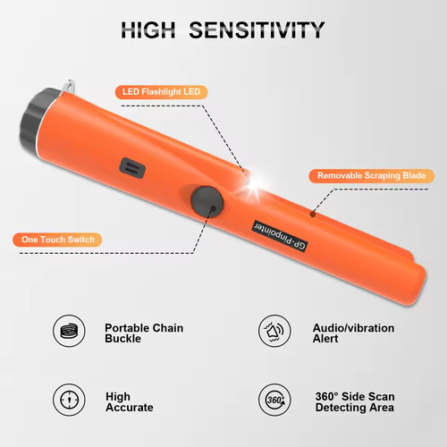 Treasure Hunter Handheld Metal Detector Pinpointer Pointer Probe Anti-scratch Metal Pinpointing Waterproof 360 Degree Scan