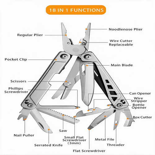 Multi-tool Pliers Outdoor Combination Knife Pliers Stainless Steel Folding Portable Multi-purpose Camping Survival Pliers Tools