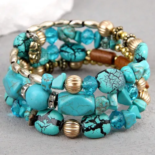 Bohemia Resin Beads Mixed Color Multilayer Bracelet Sets For Women Accessories Ocean Holiday Accessories