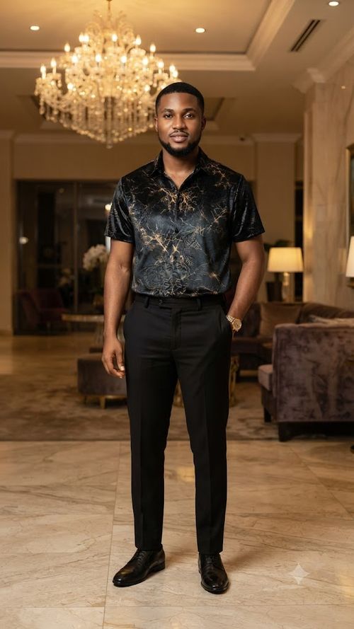 Black gradient silk-blend shirt