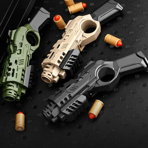 Nylon Spray Gun Fired Ejected Soft Pistol Spinner Multi Playability Decompression Ratchet Flip Push Slider Toy