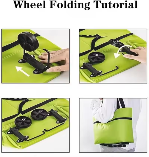 2-in-1 foldable shopping cart, shopping bag trolley and wheels, portable rolling handbag, shopping bag and wheels, waterproof tr