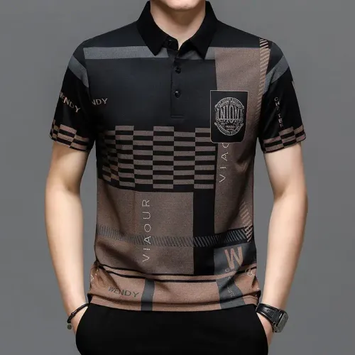 3D Print Geometric Splicing Polo Shirt For Men Colorful Pattern T-Shirts Summer Street Casual Short Sleeve Loose Tops Lapel Tees