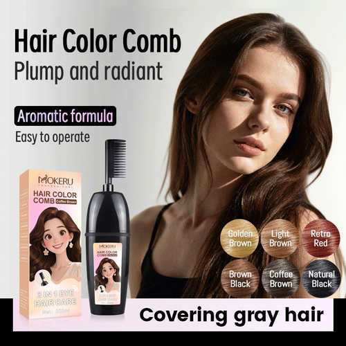 hair dye with comb dark brown