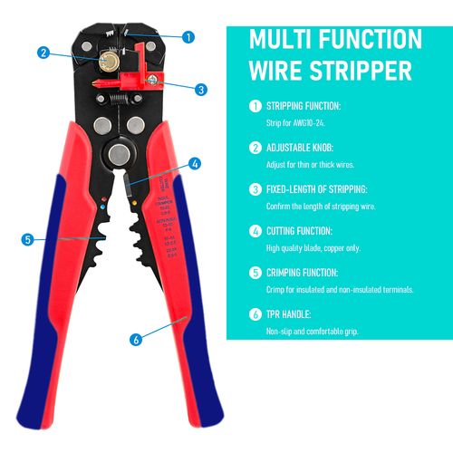 Wire Stripper Self-adjusting Cable Cutter Crimper Automatic Wire Stripping Tool Cutting Pliers Tool