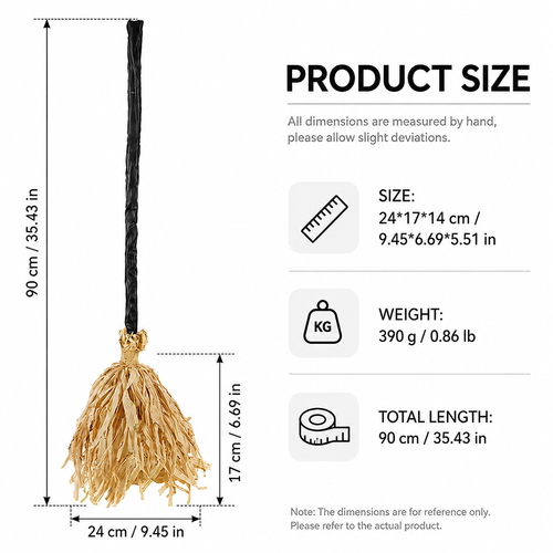 35-inch Witch's Broom Halloween Decoration—Movable, with Sound, Touch-Activated Lighting, and a Dancing Broom