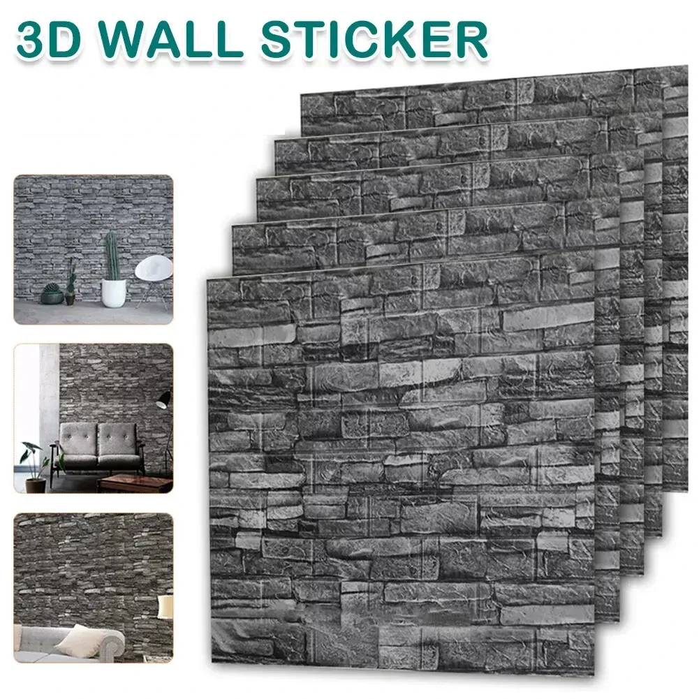 4PCS Foam Panel Tile Brick Wall Sticker D Effect Foam Panel Soft Soft Foam Decoration Visually Stunning Feature Wall